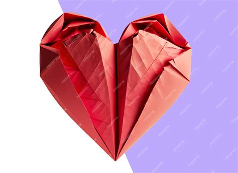 paper heart folded  origami technique premium ai generated psd