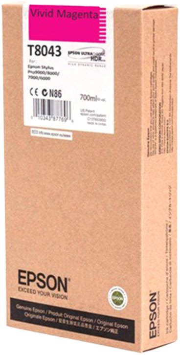 Epson T8043 Ink Cartridges, Ultrachrome HDX Ink, 700 ml, Vivd Magenta ...