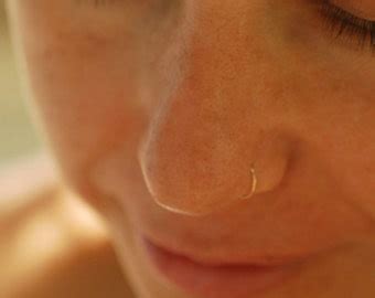 Small gold nose hoop 22 GAUGE gold nose ring 14k gold nose