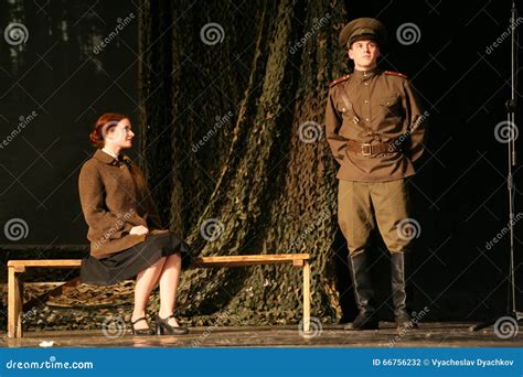 Lovers Meet. Russian Soldier and His Girlfriend. Portrait of a Russian ...