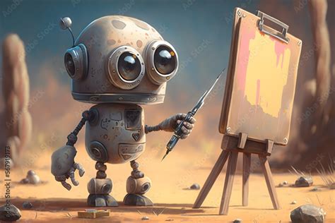 robot painting created using Generative AI Technology Stock Illustration | Adobe Stock