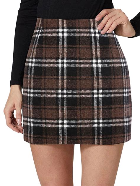 Women Plaid Mini Skirt High Waist Bodycon A Line Skirts Vintage Tartan