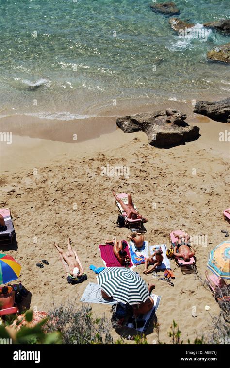 Nudist bathers, Myrtiotissa Beach, West Coast, Corfu, Ionian Islands