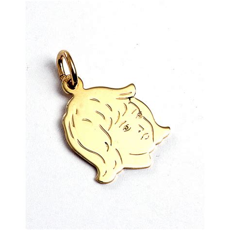 Gouden geboortehanger kinderkopje meisje - geliefd geboortecadeau