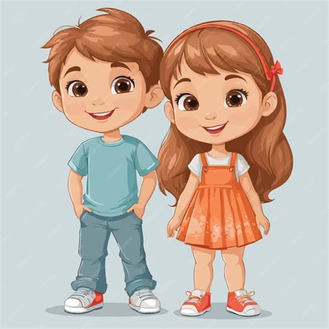 Brother and sister vector on a white background | Premium AI-generated
