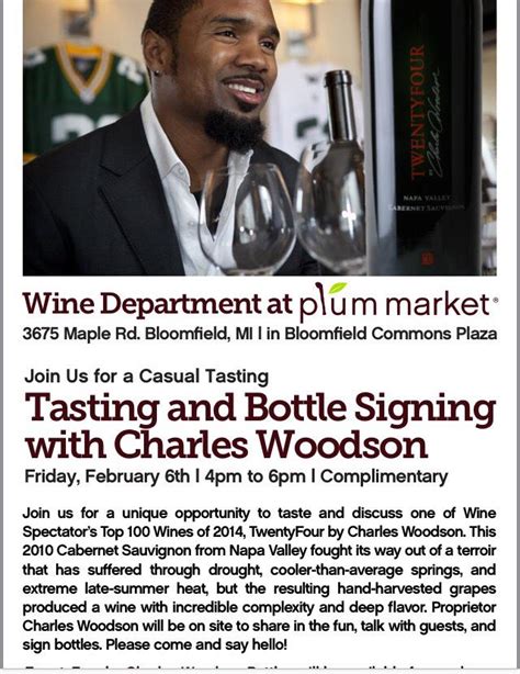 Charles Woodson wine tasting/bottle signing at Plum Market 2/5 & 2/6 ...