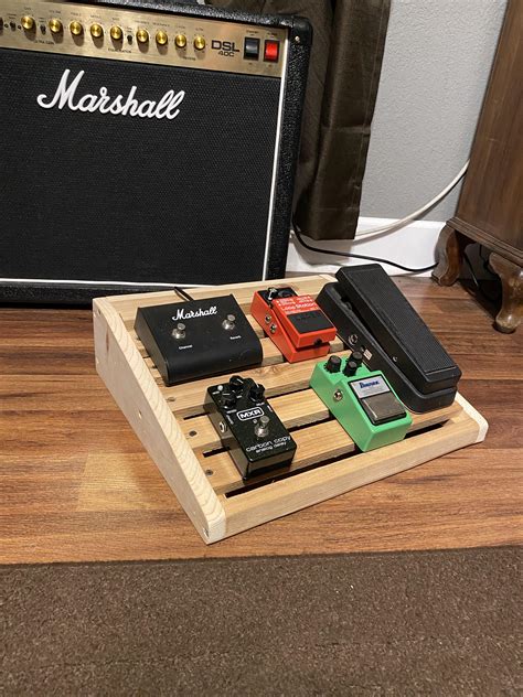 First pedalboard! DIY using scrap wood! : r/guitarpedals