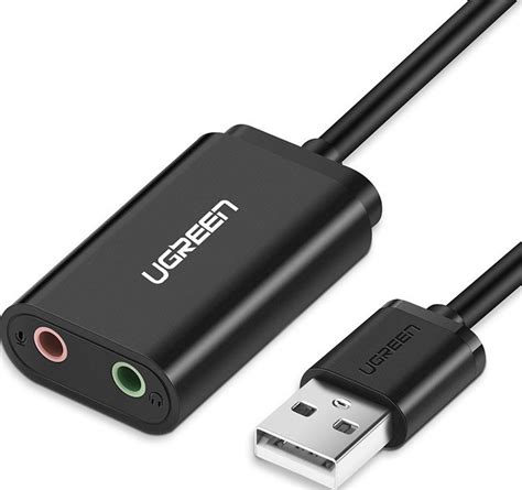 Звуковая карта Ugreen US205 USB AUX jack TRRS (Mic + Ear) ALC4042 15 см ...