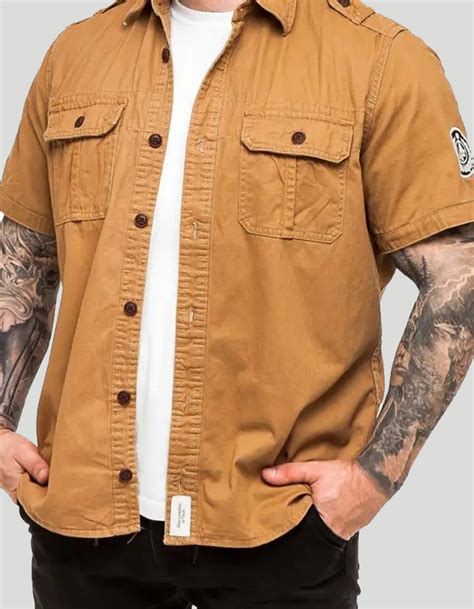 Мужская Рубашка Abercrombie & Fitch бежевая