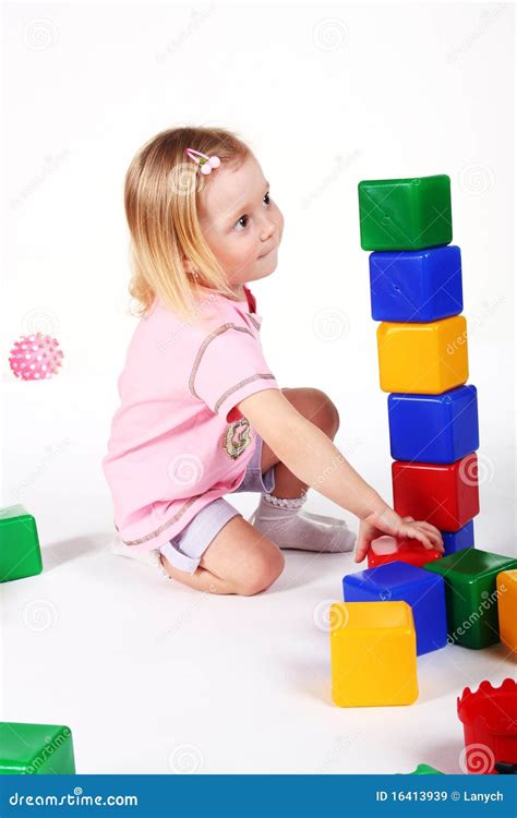playing  blocks stock image image  game construction
