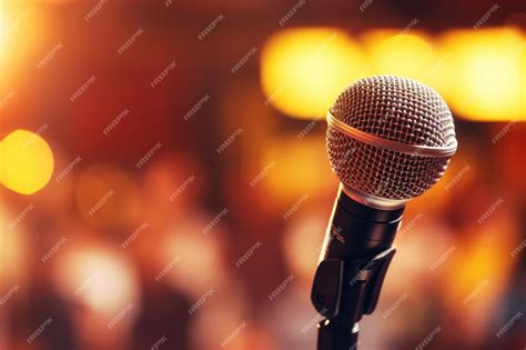 Premium AI Image | Microphone in a concert hall or conference room in ...