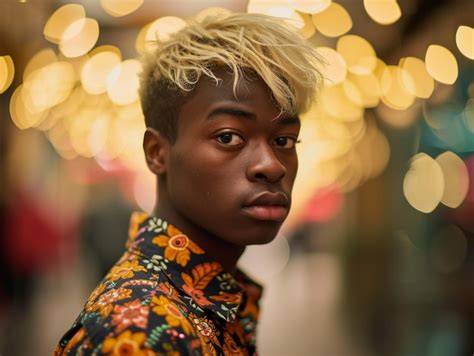 Premium Photo | Photorealistic Teen Black Man with Blond Straight Hair ...