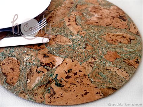 Подстановочные пробковые салфетки "Marble Green" купить в интернет ...