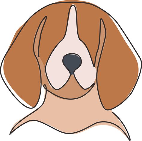 Single continuous line drawing of adorable beagle dog head for company logo identity. Purebred