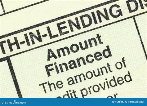 amount financed macro detail stock photo image  finance agreement