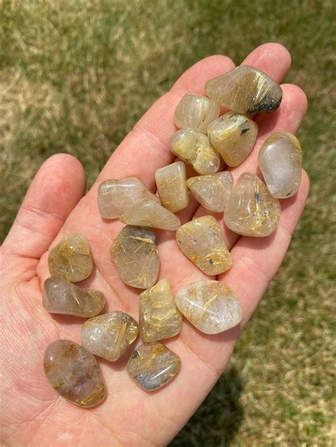 tumbled rutilated quartz rutilated quartz tumbled stone  moon
