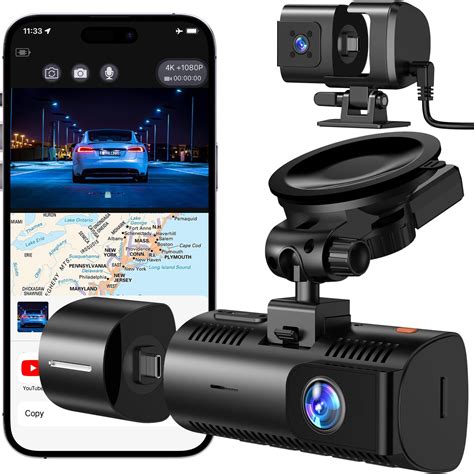 Amazon.com: 4K Dash Cam Front and Rear Inside, 2 Camera 3 Channels Dash
