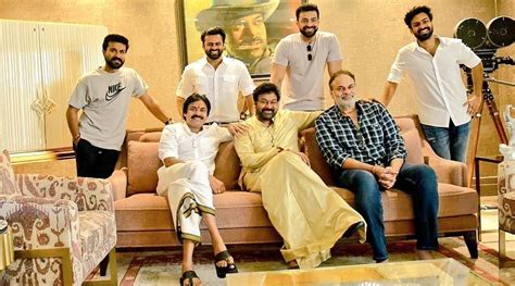 Chiranjeevi, Ram Charan, Pawan Kalyan pose in epic Konidela family ...