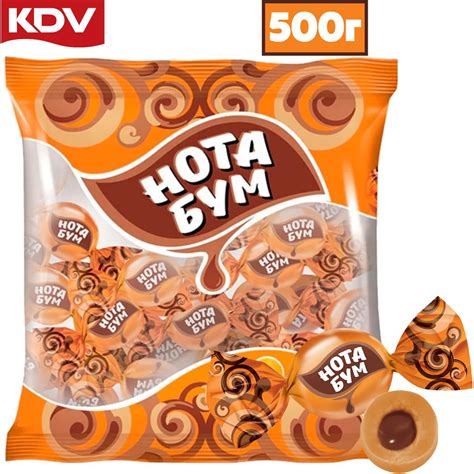 Конфеты КДВ "НОТА БУМ" из жевательной карамели с орехово-шоколадной ...