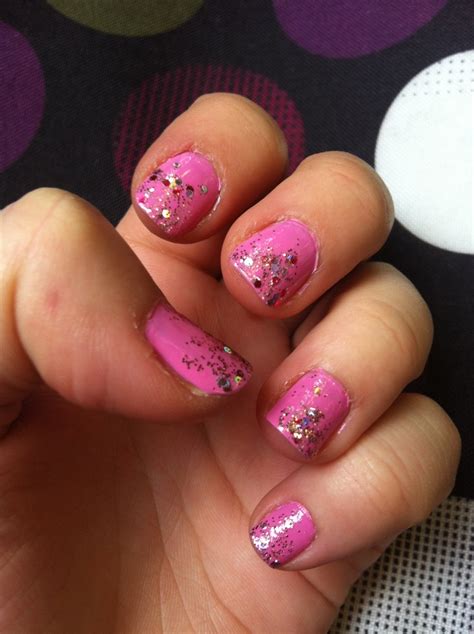 Pink nail polish with glitter | Nails, Pink nail polish, Nail polish