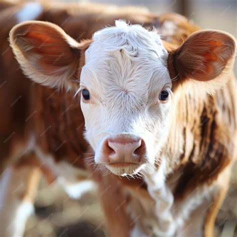 Premium Photo | Little calf cute cow baby portrait young farm animal