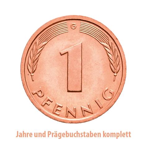 BRD 1 Pfennig 1997-2001 komplett in vz/st, J. 380