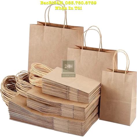 mua tui giay kraft nhat nau tron  quai dung thuc pham nhieu kich