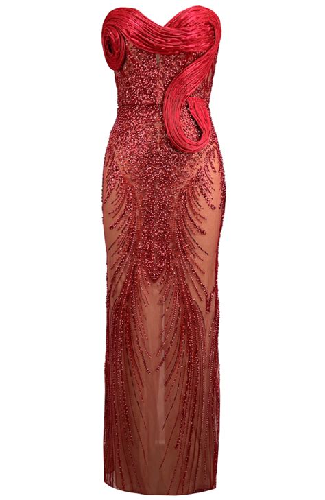 Sequin Crochet Maxi Dress Red - Luxe Maxi Dresses and Luxe Party Dresses