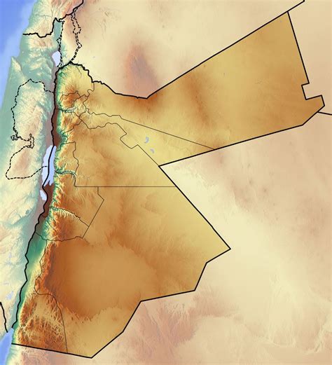 Большая карта рельефа Иордании | Иордания | Азия | Maps of the World ...