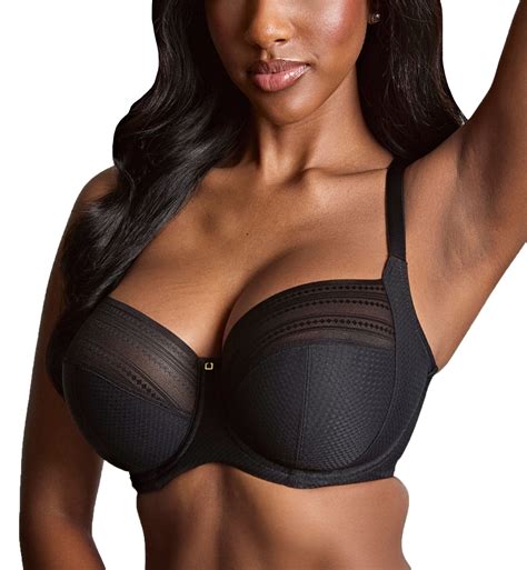 Panache Serene Stretch Lace Full Cup Underwire Bra (10305),30J,Noir