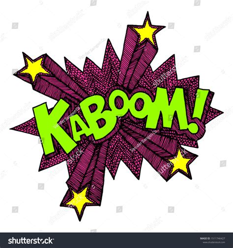 Kaboom Comic Cartoon Illustration White Background Stock Illustration