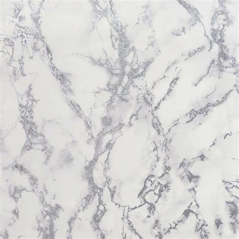 Arthouse Carrara Marble White Grey Silver Metallic Wallpaper ...