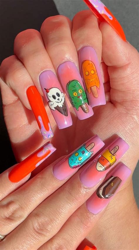 Enchanting Halloween Nail Art Ideas : Cute Ghostie Ice Cream Nails I ...