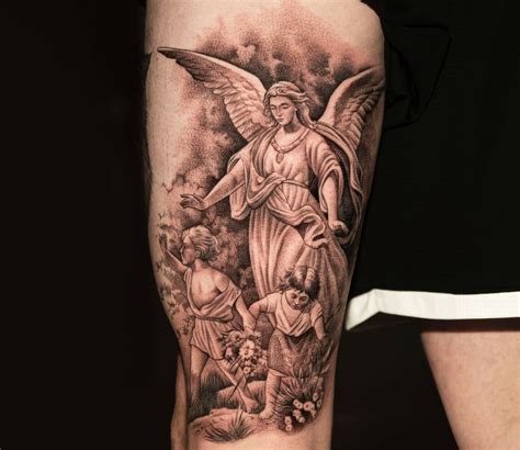 female protector guardian angel tattoo ideas   blow