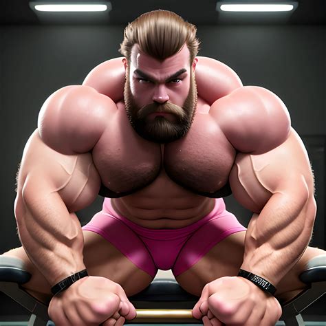 full frame scene of a male, beefy, extremely hairy bodybuilder