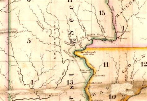 Original Cherokee nation map and 1849 Georgia map with geological features