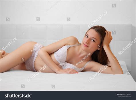 Portrait Beautiful Girl On White Bed Stock Photo 1081346852 | Shutterstock