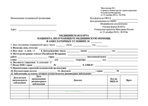 Обложка для Медицинской карты пациента, получающего медицинскую помощь ...