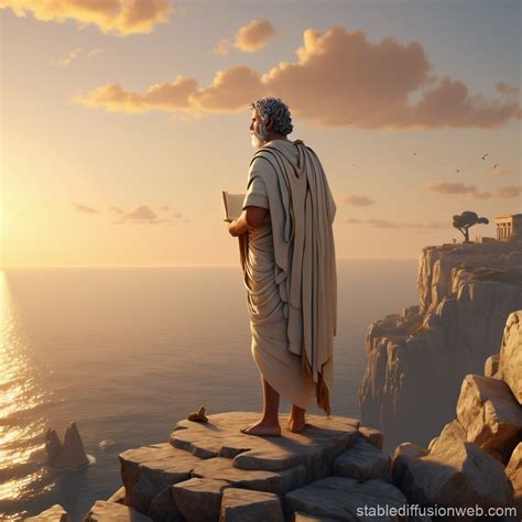 Philosopher Contemplating Sea at Sunrise | Stable Diffusion Online