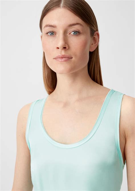 Mixed fabric blouse top - pale turquoise | Comma