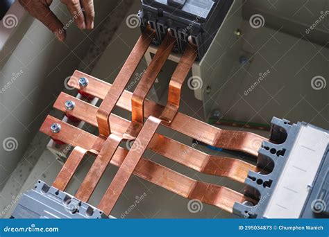 installation  busbar panels  electrical cabinets stock image