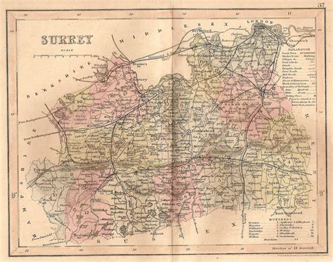 surrey maps maps  antique prints