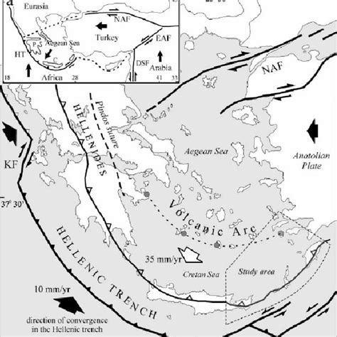 Simplified map. KF = Cephallonia Fault, NAF = North Anatolian Fault ...