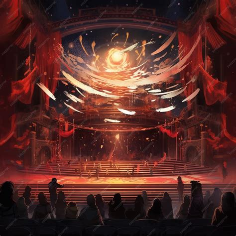 Premium Photo | Japanese anime style art theater on stage wallpaper