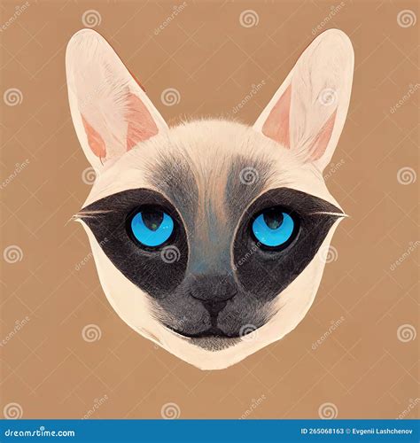 head   siamese cat  blue eyes stylized cat image digital