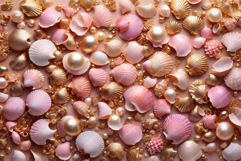 premium photo rose gold pearl seashell background pearl seashell