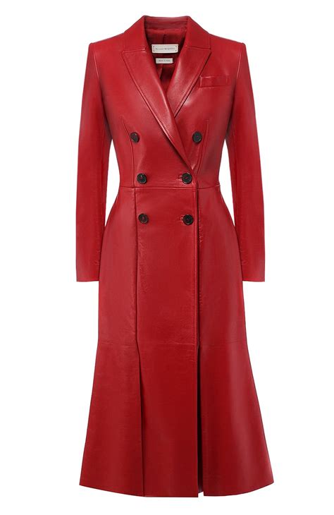 Женское красное кожаное пальто ALEXANDER MCQUEEN купить в интернет ...