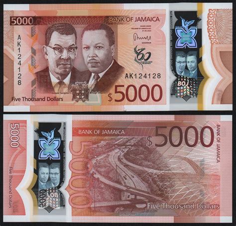Ямайка 5000 долларов 2023 год UNC! - Значки и знаки