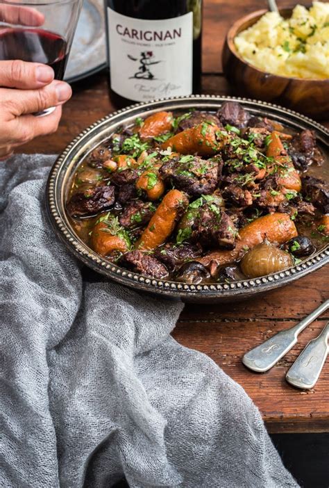 slow cooker beef bourguignon  rich french stew  red wine
