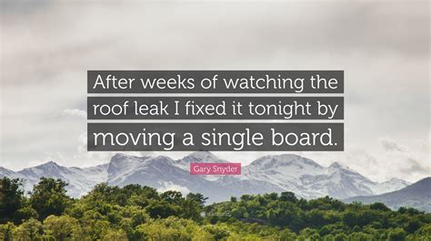 Gary Snyder Quote: “After weeks of watching the roof leak I fixed it